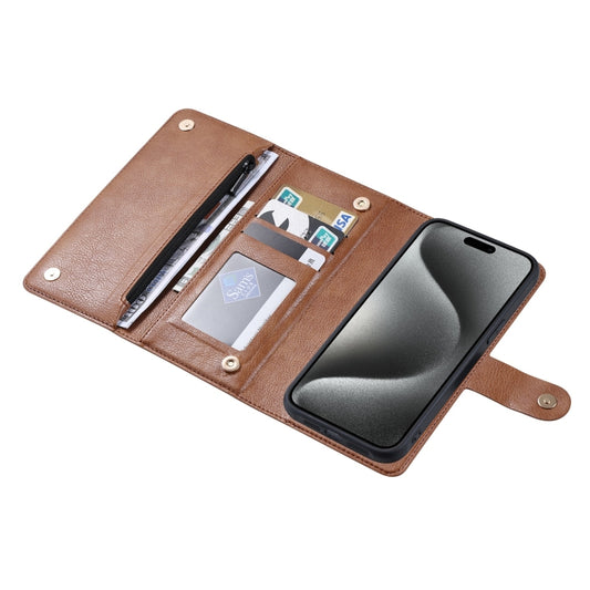 For iPhone 15 Pro ViLi GV Series MagSafe Magnetic Zipper Leather Phone Case(Brown) - iPhone 15 Pro Cases by ViLi | Online Shopping UK | buy2fix