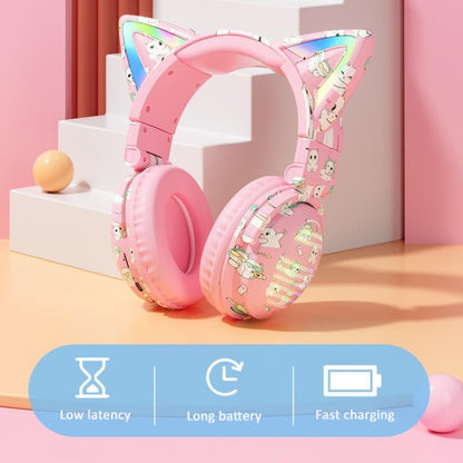 VJ371 Tuya RGB Cat Ear Wireless Bluetooth Earphone with Detachable Microphone(Black) - Headset & Headphone by buy2fix | Online Shopping UK | buy2fix