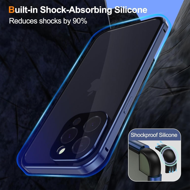 For iPhone 16 Plus Anti-peeping Magnetic Double-sided Tempered Glass Phone Case(Silver) - iPhone 16 Plus Cases by buy2fix | Online Shopping UK | buy2fix