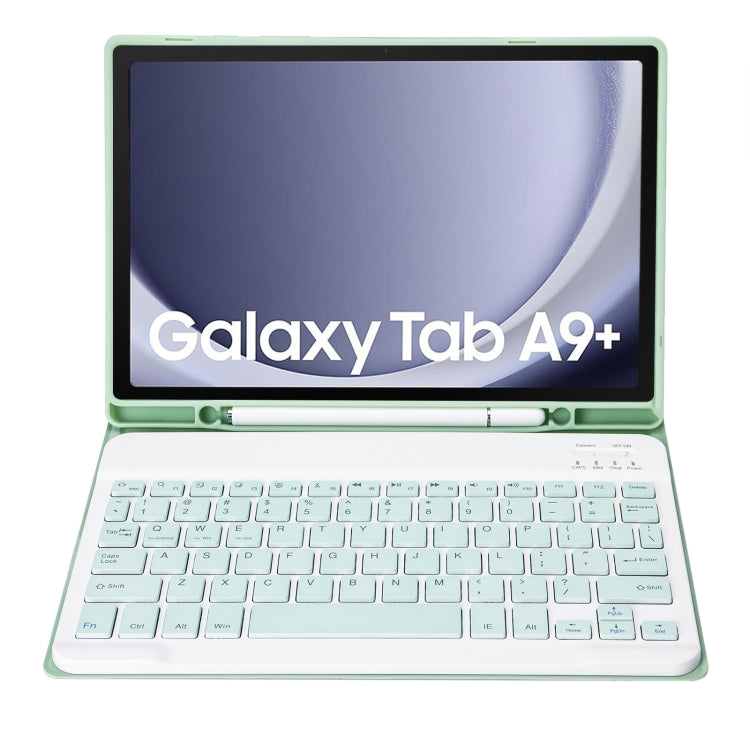 For Samsung Galaxy Tab A9+ X210/X215/X215 A09B Candy Color TPU Bluetooth Keyboard Leather Tablet Case with Pen Holder(Light Green) - Samsung Keyboard by buy2fix | Online Shopping UK | buy2fix