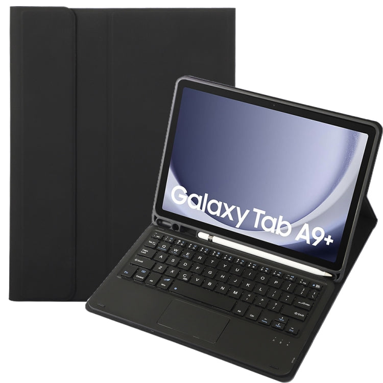 For Samsung Galaxy Tab A9+ X210/X215/X215 A09B-A Candy Color TPU Touch Bluetooth Keyboard Leather Tablet Case with Pen Holder(Black) - Samsung Keyboard by buy2fix | Online Shopping UK | buy2fix