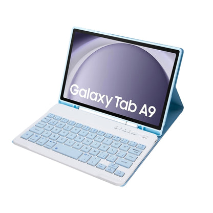 For Samsung Galaxy Tab A9 X110/X115 A221B Candy Color TPU Bluetooth Keyboard Leather Tablet Case with Pen Holder(Ice Blue) - Samsung Keyboard by buy2fix | Online Shopping UK | buy2fix