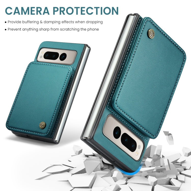 For Google Pixel Fold CaseMe C22 PC+TPU Business Style RFID Anti-theft Leather Phone Case(Blue Green) - Google Cases by CaseMe | Online Shopping UK | buy2fix