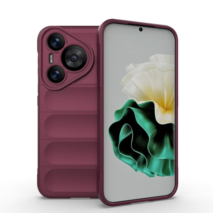 For Huawei Pura 70 Magic Shield TPU + Flannel Phone Case(Wine Red) - Huawei Cases by buy2fix | Online Shopping UK | buy2fix