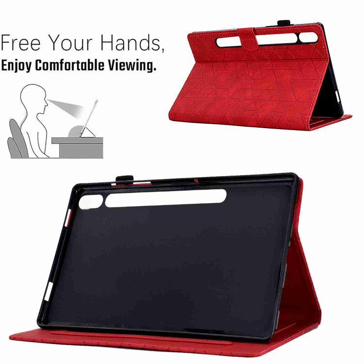 For Samsung Galaxy Tab S9 Rhombus TPU Smart Leather Tablet Case(Red) - Galaxy Tab S9 Cases by buy2fix | Online Shopping UK | buy2fix