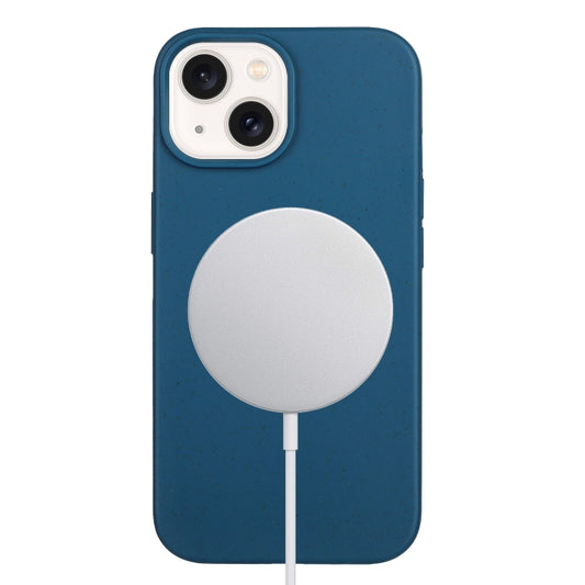 For iPhone 14 Plus Wheat MagSafe Magnetic Straw Material + TPU Phone Case(Blue) - iPhone 14 Plus Cases by buy2fix | Online Shopping UK | buy2fix
