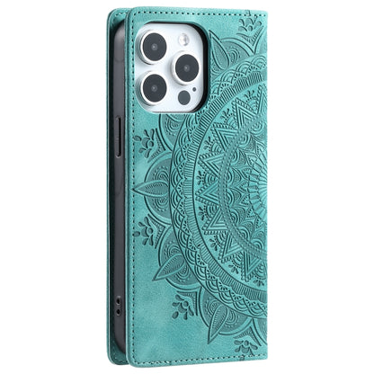 For iPhone 16 Pro Max Totem Embossed Magnetic Leather Phone Case(Green) - iPhone 16 Pro Max Cases by buy2fix | Online Shopping UK | buy2fix