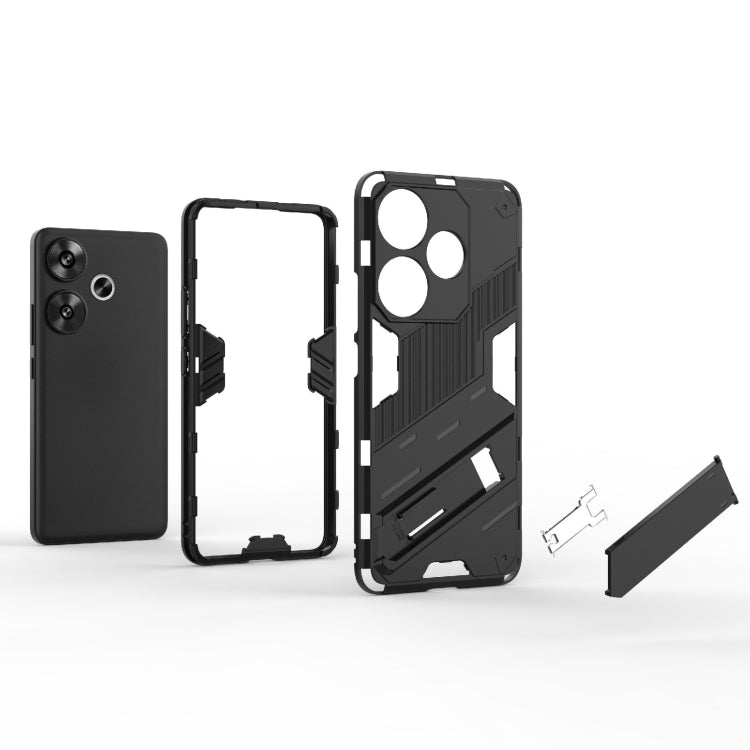 For Xiaomi Redmi Turbo 3 5G Punk Armor 2 in 1 PC + TPU Phone Case with Holder(Black) - Xiaomi Cases by buy2fix | Online Shopping UK | buy2fix