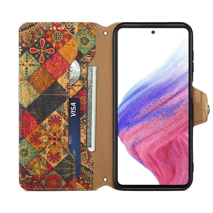 For Samsung Galaxy S24 5G Denior Flower Language Series Cork Fabric Oil Edge Leather Phone Case(Autumn) - Galaxy S24 5G Cases by Denior | Online Shopping UK | buy2fix