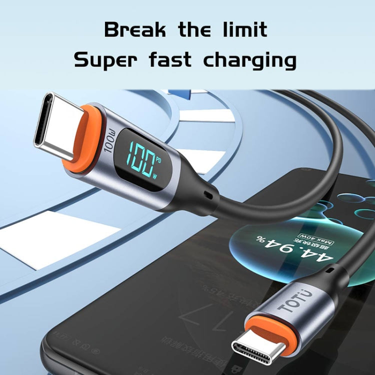 TOTU CB-7-T 30W USB to USB-C / Type-C Digital Display Fast Charging Silicone Cable, Length: 1m(Orange) - USB-C & Type-C Cable by TOTUDESIGN | Online Shopping UK | buy2fix
