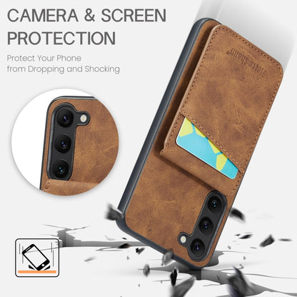 For Samsung Galaxy S24+ 5G Fierre Shann Crazy Horse Card Holder Back Cover PU Phone Case(Brown) - Galaxy S24+ 5G Cases by FIERRE SHANN | Online Shopping UK | buy2fix