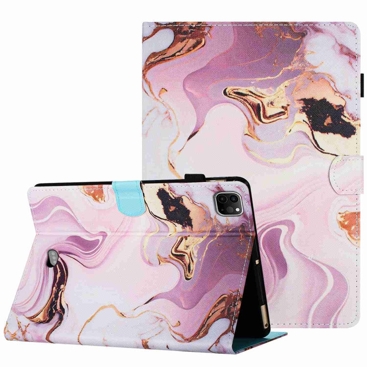 For iPad 11 Pro 2024 / 2020 / Air 4 10.9 Marble Pattern Stitching Smart Leather Tablet Case(Gold Pink) - iPad Air (2022) / (2020) 10.9 Cases by buy2fix | Online Shopping UK | buy2fix