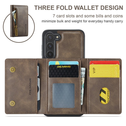 For Samsung Galaxy S23+ DG.MING M5 Series Zip RFID Multi Card Detachable Leather Phone Case(Coffee) - Galaxy S23+ 5G Cases by DG.MING | Online Shopping UK | buy2fix