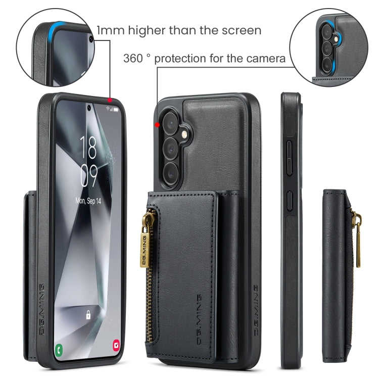 For Samsung Galaxy S24 FE 5G DG.MING M5 Series Zip RFID Multi Card Detachable Leather Phone Case(Black) - Galaxy S24 FE 5G Cases by DG.MING | Online Shopping UK | buy2fix