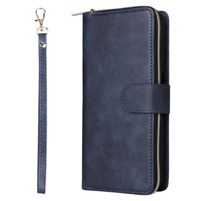 For Samsung Galaxy S23 FE 5G 9-Card Slots Zipper Wallet Bag Leather Phone Case(Blue) - Galaxy S23 FE 5G Cases by buy2fix | Online Shopping UK | buy2fix