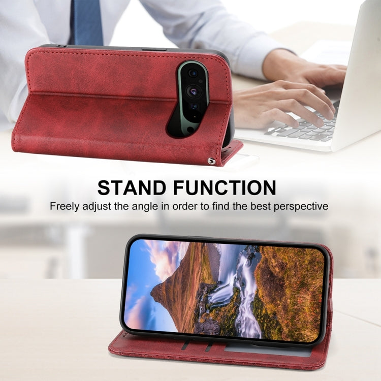 For Google Pixel 9 Cubic Grid Calf Texture Magnetic Leather Phone Case(Red) - Google Cases by buy2fix | Online Shopping UK | buy2fix