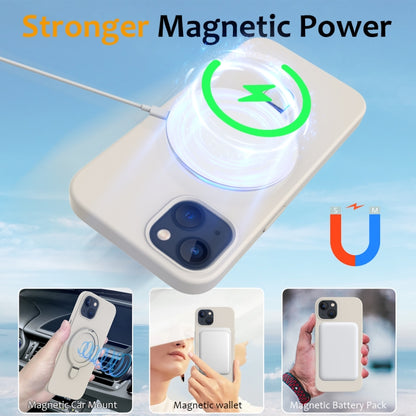 For iPhone 13 MagSafe Magnetic Liquid Silicone Phone Case with Ring Holder(Antique White) - iPhone 13 Cases by buy2fix | Online Shopping UK | buy2fix