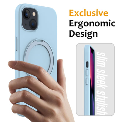 For iPhone 15 Plus MagSafe Magnetic Liquid Silicone Phone Case with Ring Holder(Sky Blue) - iPhone 15 Plus Cases by buy2fix | Online Shopping UK | buy2fix