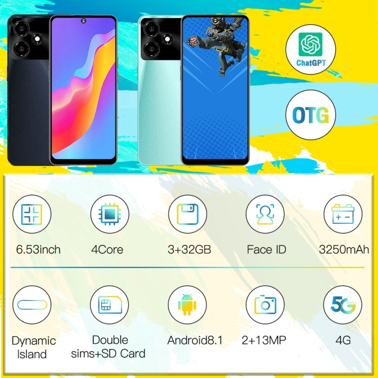 M6Pro / U30, 3GB+32GB, 6.53 inch Screen, Face Identification, Android 8.1 MTK6737 Quad Core, Network: 4G, OTG, Dual SIM(Black) -  by buy2fix | Online Shopping UK | buy2fix