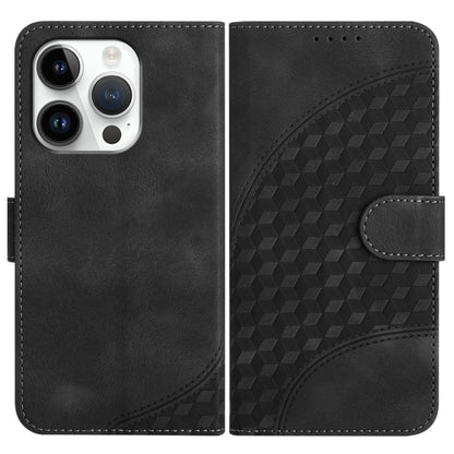 For iPhone 16 Pro YX0060 Elephant Head Embossed Phone Leather Case with Lanyard(Black) - iPhone 16 Pro Cases by buy2fix | Online Shopping UK | buy2fix