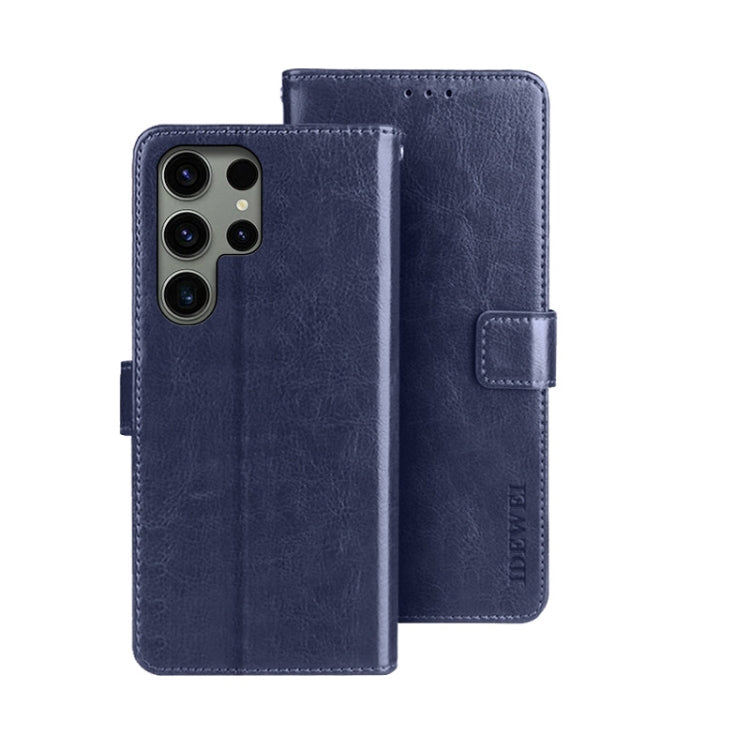 For Samsung Galaxy S24 Ultra 5G idewei Crazy Horse Texture Leather Phone Case(Blue) - Galaxy S24 Ultra 5G Cases by idewei | Online Shopping UK | buy2fix