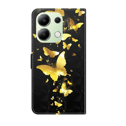 For Xiaomi Redmi Note 13 4G 3D Painting Pattern Flip Leather Phone Case(Gold Butterfly) - Note 13 Cases by buy2fix | Online Shopping UK | buy2fix