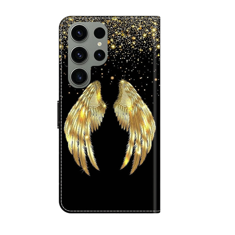 For Samsung Galaxy S24 Ultra 5G Crystal 3D Shockproof Protective Leather Phone Case(Golden Wings) - Galaxy S24 Ultra 5G Cases by buy2fix | Online Shopping UK | buy2fix