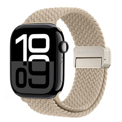 For Apple Watch Series 10 46mm DUX DUCIS Mixture Pro Series Magnetic Buckle Nylon Braid Watch Band(Beige) - Watch Bands by DUX DUCIS | Online Shopping UK | buy2fix