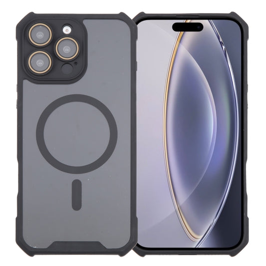 For iPhone 16 Pro Max Colorful Two-Color Lens Film MagSafe Magnetic Horn Acrylic+TPU Case(Black) - iPhone 16 Pro Max Cases by buy2fix | Online Shopping UK | buy2fix