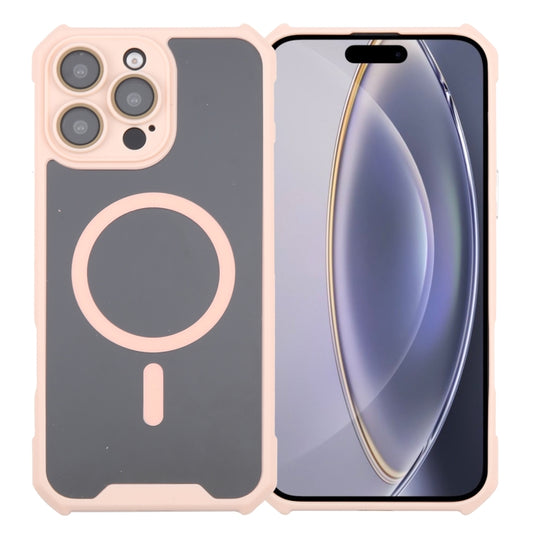 For iPhone 16 Pro Colorful Two-Color Lens Film MagSafe Magnetic Horn Acrylic+TPU Case(Pink) - iPhone 16 Pro Cases by buy2fix | Online Shopping UK | buy2fix