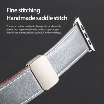 For Apple Watch SE 2023 40mm DUX DUCIS YA Series Magnetic Buckle Genuine Leather Watch Band(Grey) - Watch Bands by DUX DUCIS | Online Shopping UK | buy2fix