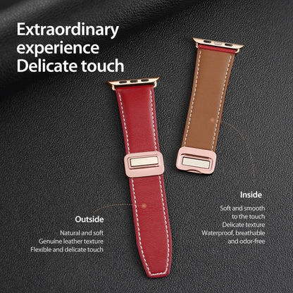 For Apple Watch SE 2022 40mm DUX DUCIS YA Series Magnetic Buckle Genuine Leather Watch Band(Red) - Watch Bands by DUX DUCIS | Online Shopping UK | buy2fix