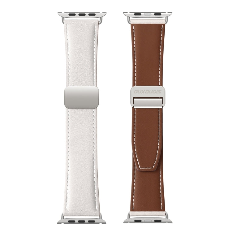 For Apple Watch Series 6 44mm DUX DUCIS YA Series Magnetic Buckle Genuine Leather Watch Band(White) - Watch Bands by DUX DUCIS | Online Shopping UK | buy2fix