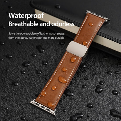 For Apple Watch Series 5 44mm DUX DUCIS YA Series Magnetic Buckle Genuine Leather Watch Band(Brown) - Watch Bands by DUX DUCIS | Online Shopping UK | buy2fix