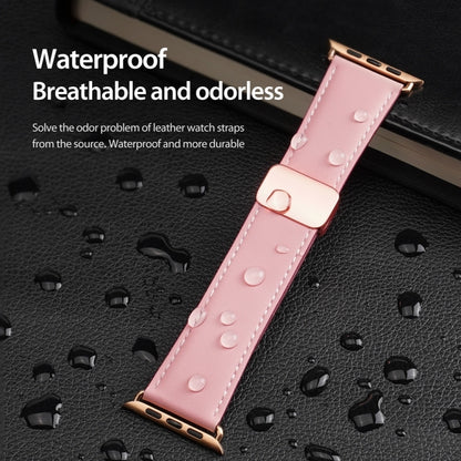 For Apple Watch Series 4 44mm DUX DUCIS YA Series Magnetic Buckle Genuine Leather Watch Band(Pink) - Watch Bands by DUX DUCIS | Online Shopping UK | buy2fix