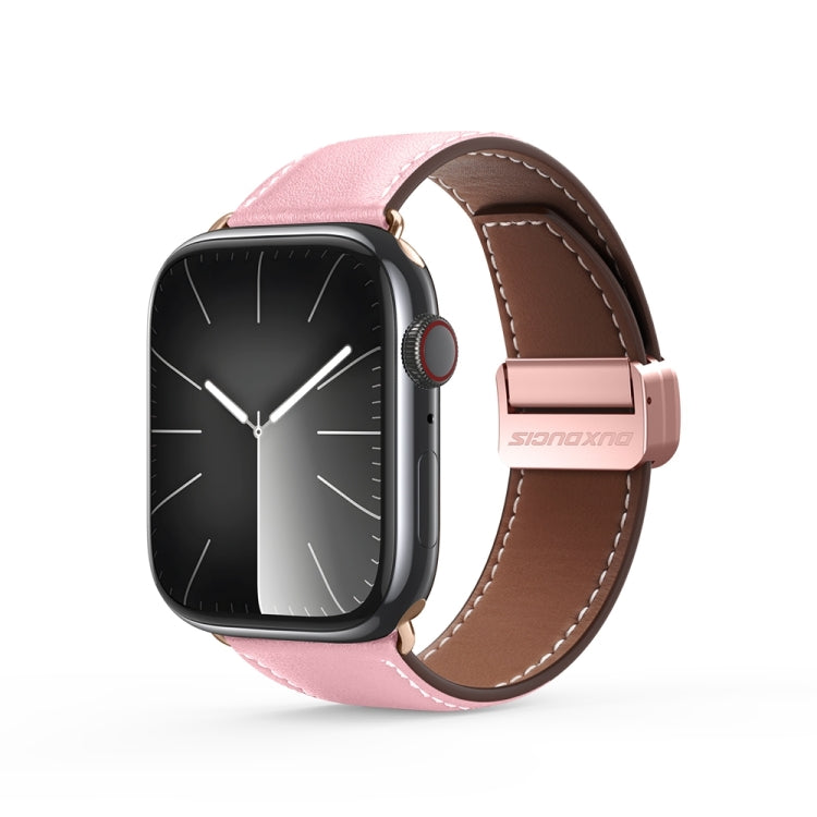 For Apple Watch 38mm DUX DUCIS YA Series Magnetic Buckle Genuine Leather Watch Band(Pink) - Watch Bands by DUX DUCIS | Online Shopping UK | buy2fix