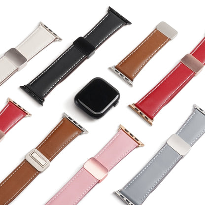 For Apple Watch Series 2 38mm DUX DUCIS YA Series Magnetic Buckle Genuine Leather Watch Band(Pink) - Watch Bands by DUX DUCIS | Online Shopping UK | buy2fix