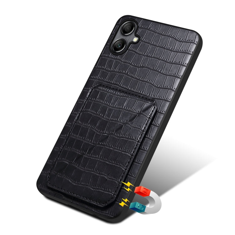 For Samsung Galaxy A05s Denior Imitation Crocodile Leather Back Phone Case with Holder(Black) - Galaxy Phone Cases by Denior | Online Shopping UK | buy2fix