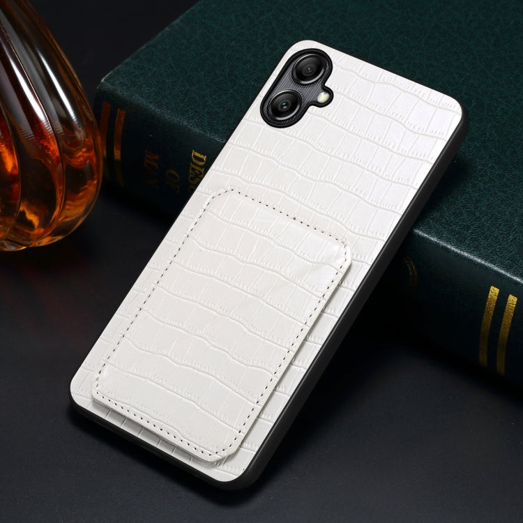 For Samsung Galaxy A05s Denior Imitation Crocodile Leather Back Phone Case with Holder(White) - Galaxy Phone Cases by Denior | Online Shopping UK | buy2fix