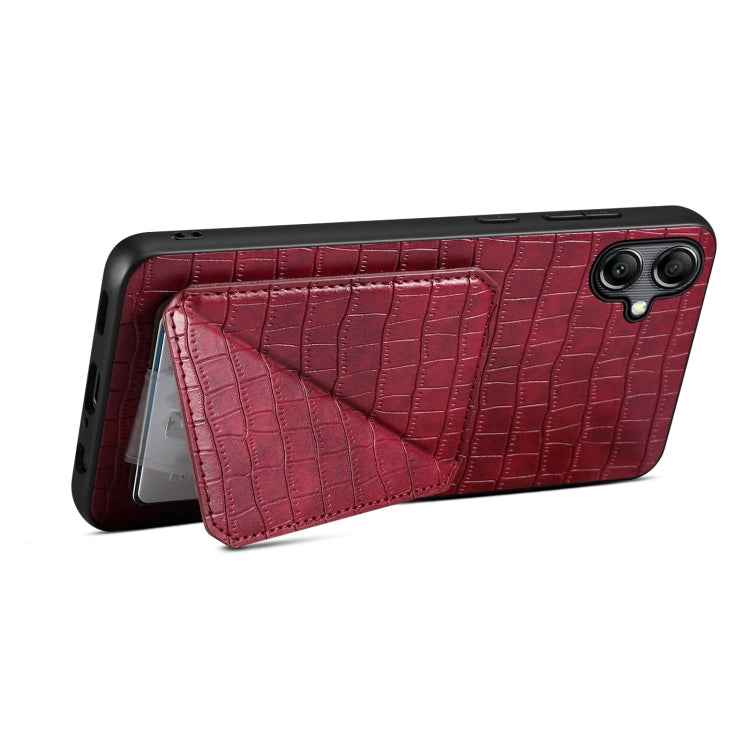 For Samsung Galaxy A14 4G/5G Denior Imitation Crocodile Leather Back Phone Case with Holder(Rose Red) - Galaxy Phone Cases by Denior | Online Shopping UK | buy2fix