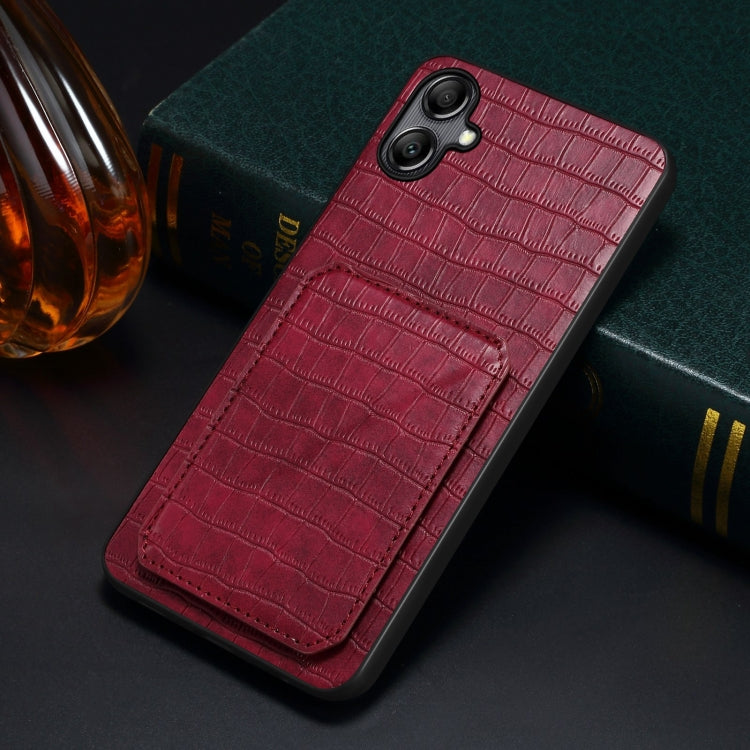 For Samsung Galaxy A53 5G Denior Imitation Crocodile Leather Back Phone Case with Holder(Rose Red) - Galaxy Phone Cases by Denior | Online Shopping UK | buy2fix