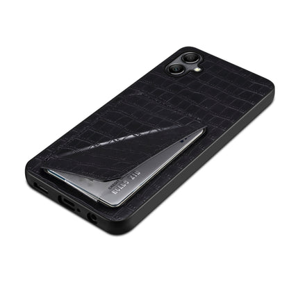 For Samsung Galaxy S21 FE 5G Denior Imitation Crocodile Leather Back Phone Case with Holder(Black) - Galaxy Phone Cases by Denior | Online Shopping UK | buy2fix