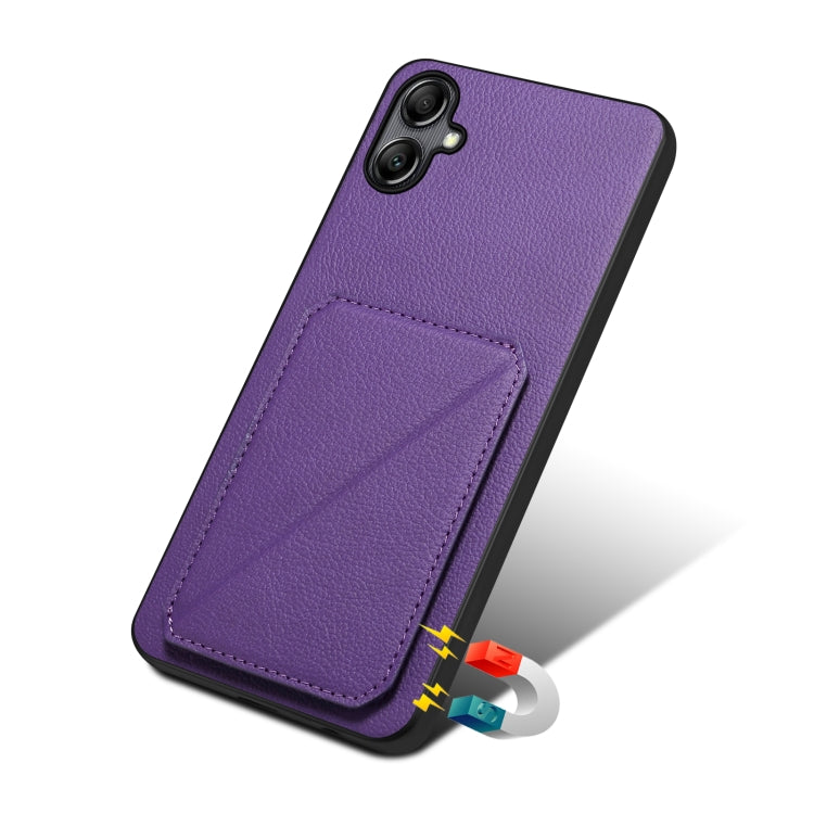 For Samsung Galaxy A14 5G / 4G Denior Imitation Calf Leather Back Phone Case with Holder(Purple) - Galaxy Phone Cases by Denior | Online Shopping UK | buy2fix