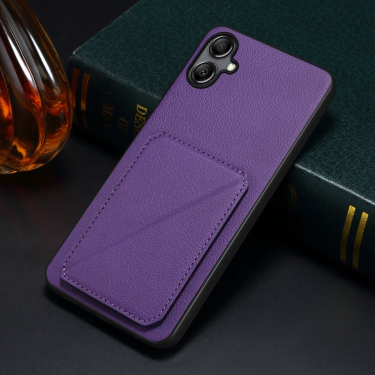 For Samsung Galaxy A70 Denior Imitation Calf Leather Back Phone Case with Holder(Purple) - Galaxy Phone Cases by Denior | Online Shopping UK | buy2fix