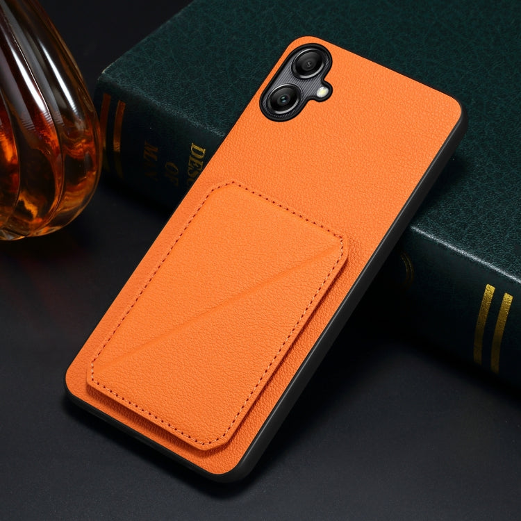 For Samsung Galaxy S23 Ultra 5G Denior Imitation Calf Leather Back Phone Case with Holder(Orange) - Galaxy S23 Ultra 5G Cases by Denior | Online Shopping UK | buy2fix