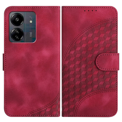 For Xiaomi Redmi 13C YX0060 Elephant Head Embossed Phone Leather Case with Lanyard(Rose Red) - 13C Cases by buy2fix | Online Shopping UK | buy2fix