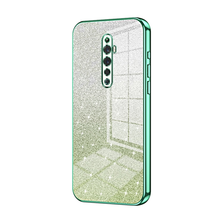 For OPPO Reno2 Z / Reno2 F Gradient Glitter Powder Electroplated Phone Case(Green) - OPPO Cases by buy2fix | Online Shopping UK | buy2fix