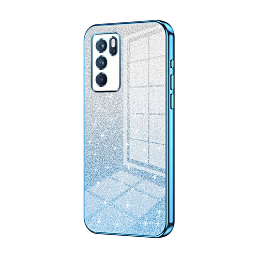 For OPPO Reno6 Pro Indian  Gradient Glitter Powder Electroplated Phone Case(Blue) - OPPO Cases by buy2fix | Online Shopping UK | buy2fix