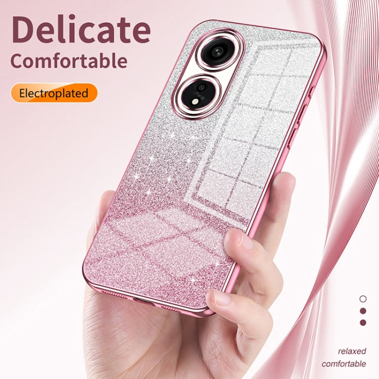 For OPPO Reno9 / Reno9 Pro Gradient Glitter Powder Electroplated Phone Case(Pink) - OPPO Cases by buy2fix | Online Shopping UK | buy2fix