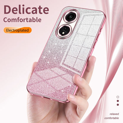 For OPPO Reno6 Pro+ Gradient Glitter Powder Electroplated Phone Case(Transparent) - OPPO Cases by buy2fix | Online Shopping UK | buy2fix